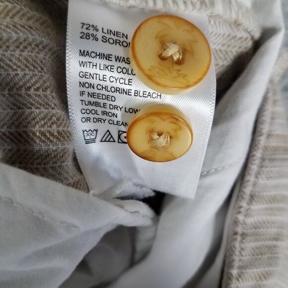 Tommy Bahama Linen Shorts Adult Large Beige Tweed Beach Summer Elastic Waist 9" - Picture 12 of 12